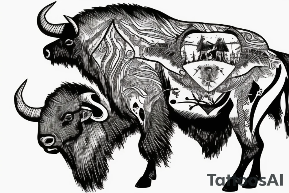 Bison hunt tattoo idea