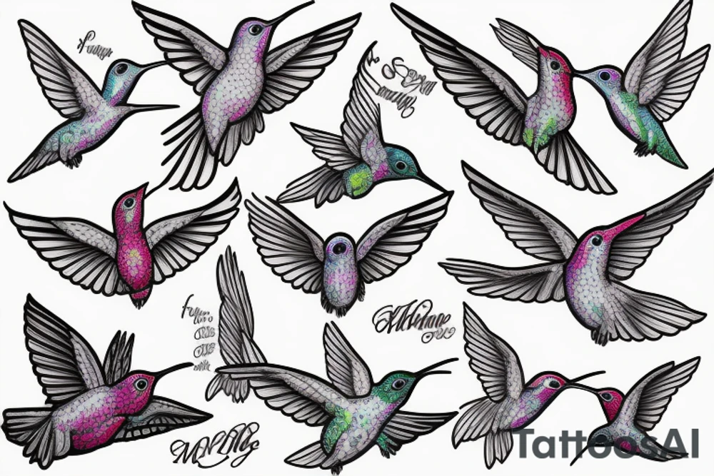 hummingbird flying tattoo idea