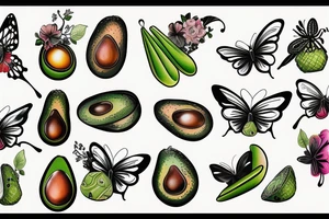 avocado butterfly tattoo idea