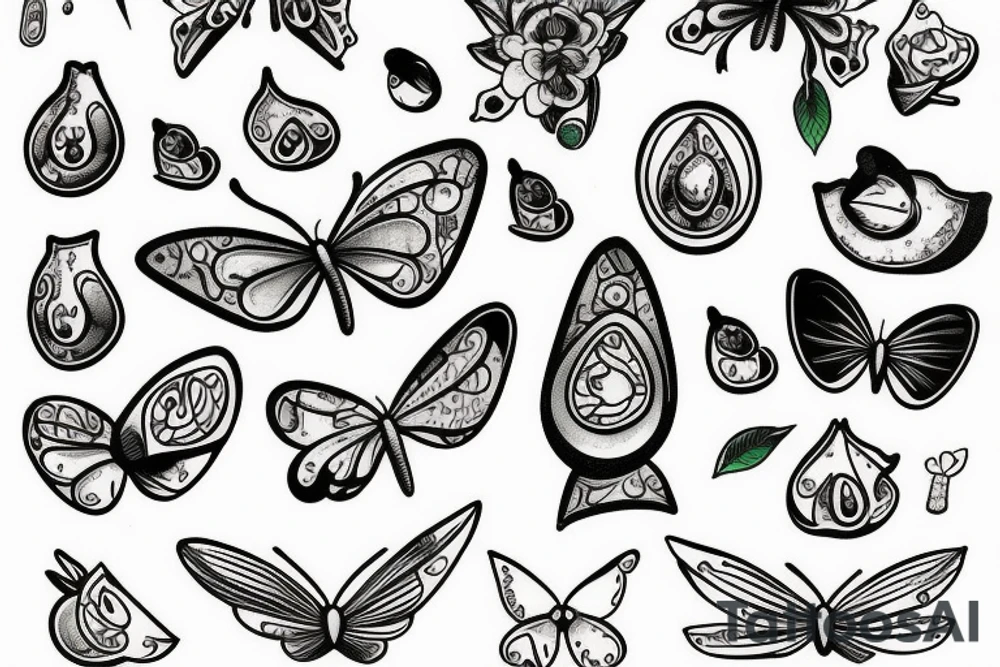 avocado butterfly tattoo idea