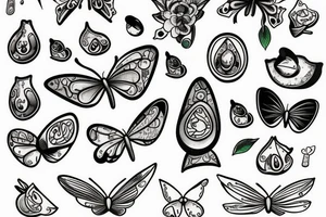 avocado butterfly tattoo idea