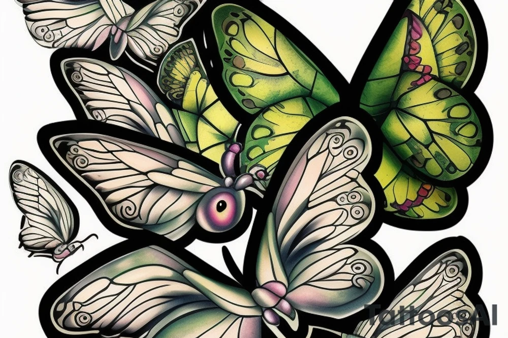 butterfly with avocado wings tattoo idea