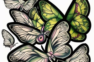 butterfly with avocado wings tattoo idea