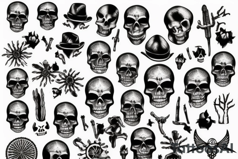 skeleton under the desert sun tattoo idea