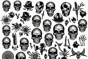 skeleton under the desert sun tattoo idea