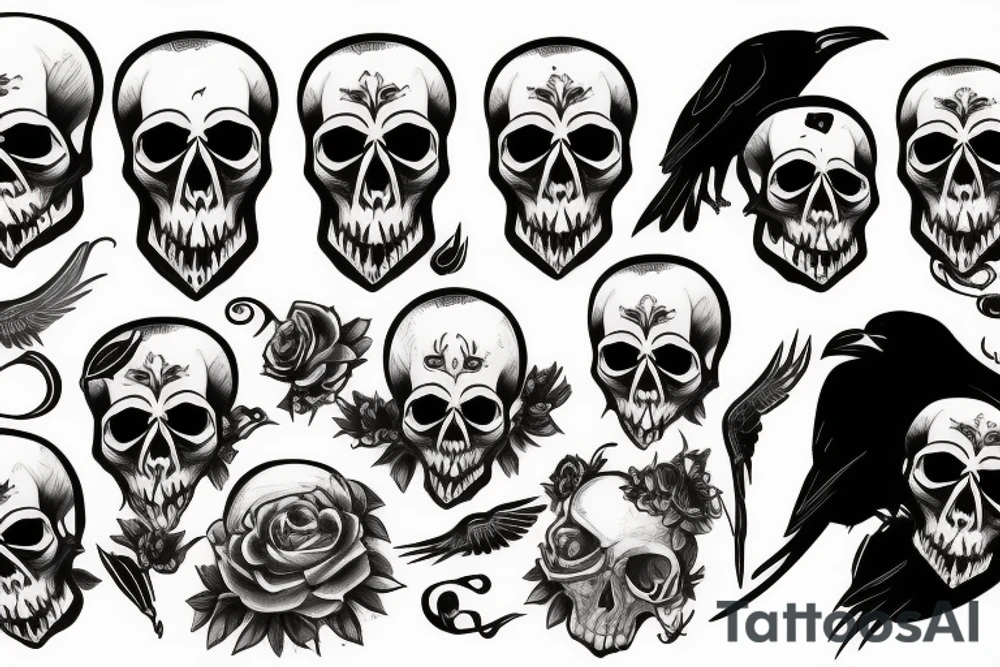 Skull and raven tattoo idea
