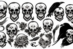 Skull and raven tattoo idea