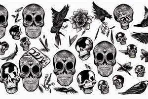 Skull and raven tattoo idea