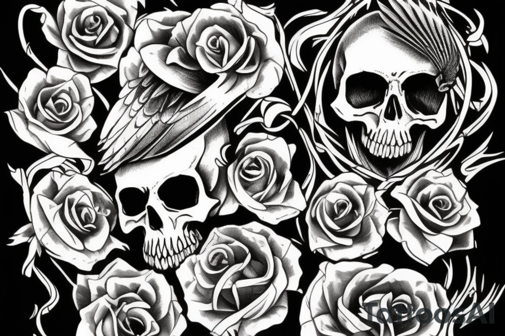 Skull and raven tattoo idea