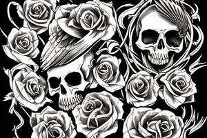 Skull and raven tattoo idea