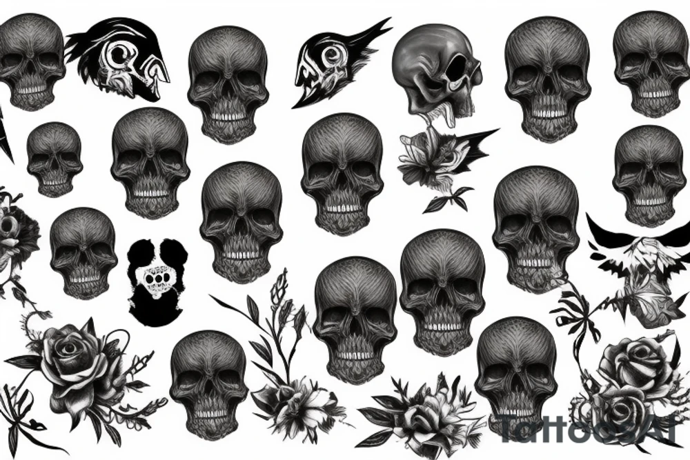 Skull and raven tattoo idea
