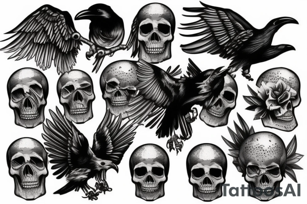 Skull and raven tattoo idea