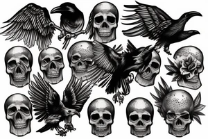 Skull and raven tattoo idea
