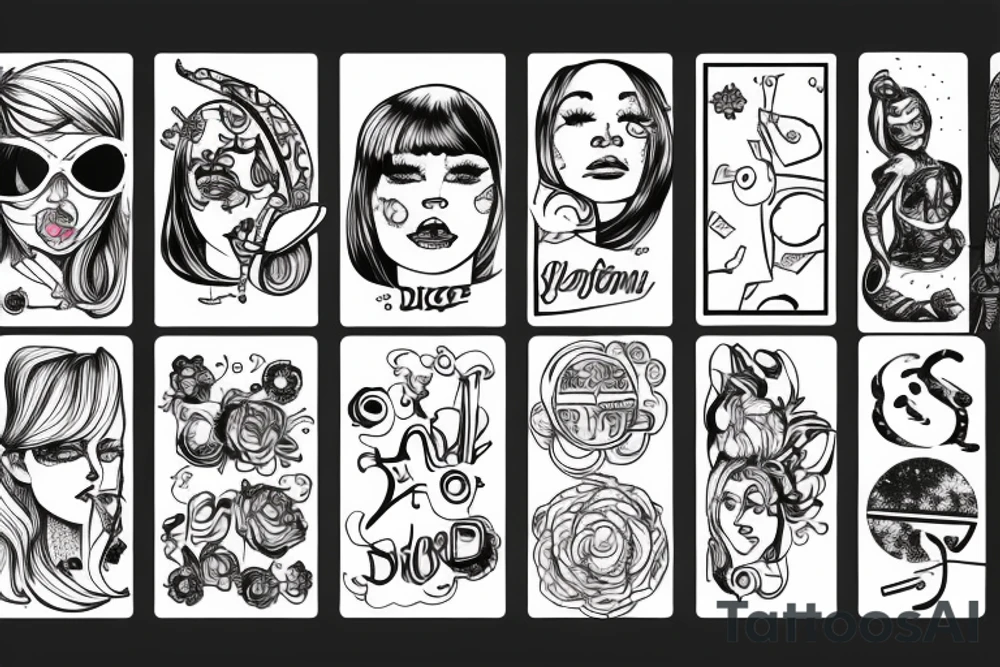 Girls, drugs and disco tech tattoo idea