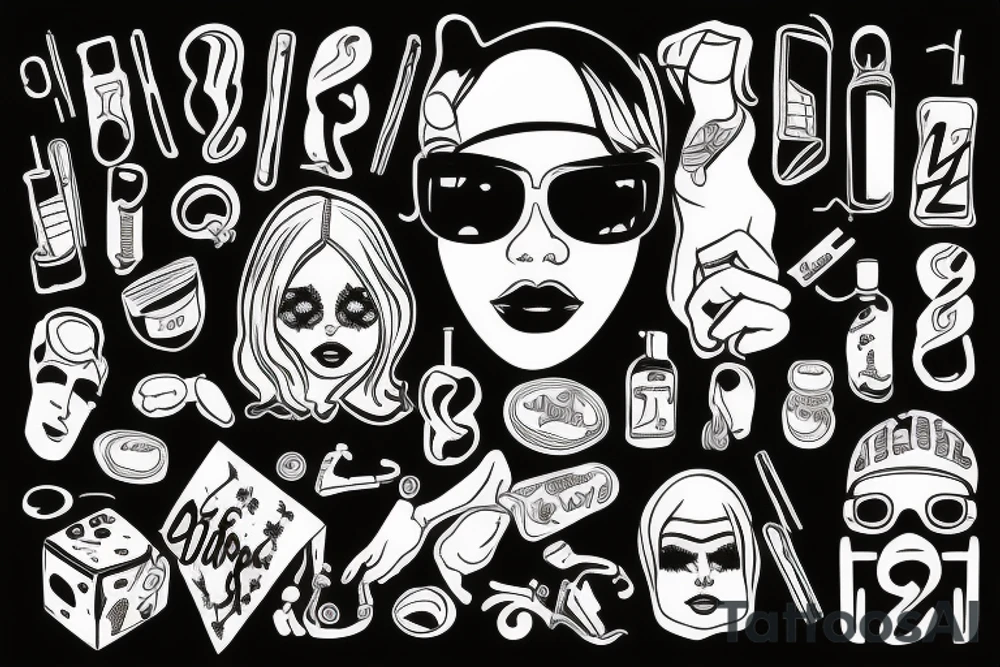 Girls, drugs and disco tech tattoo idea