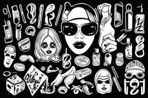 Girls, drugs and disco tech tattoo idea