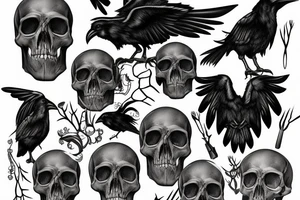Raven overlapping skull tattoo idea