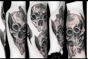 Raven overlapping skull tattoo idea