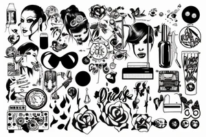 Girls, drugs and disco tech tattoo idea