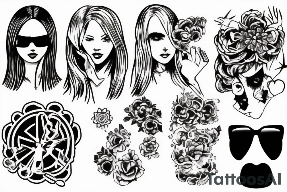 Girls, drugs and disco tech tattoo idea