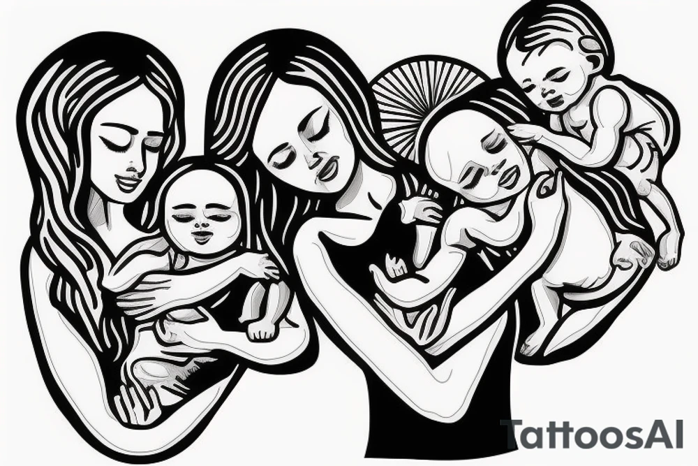 Jesus holding two baby girls tattoo idea