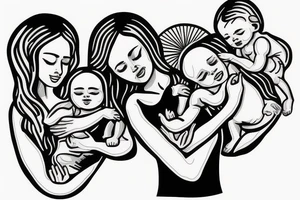 Jesus holding two baby girls tattoo idea