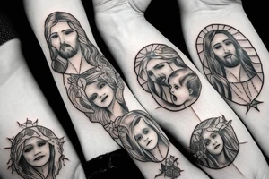 Jesus holding two baby girls in his arms tattoo idea