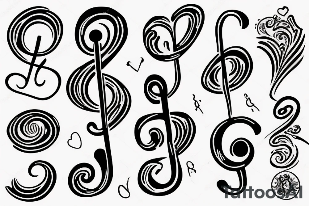 A treble clef with a heart tattoo idea