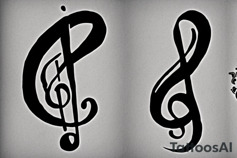 A treble clef with a heart tattoo idea