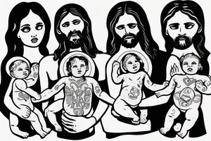 Jesus holding two baby girls in his arms tattoo idea