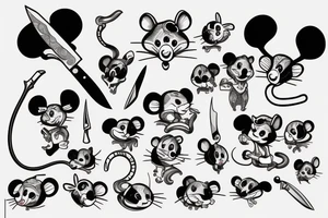 Mouse with knife in mouth tattoo idea