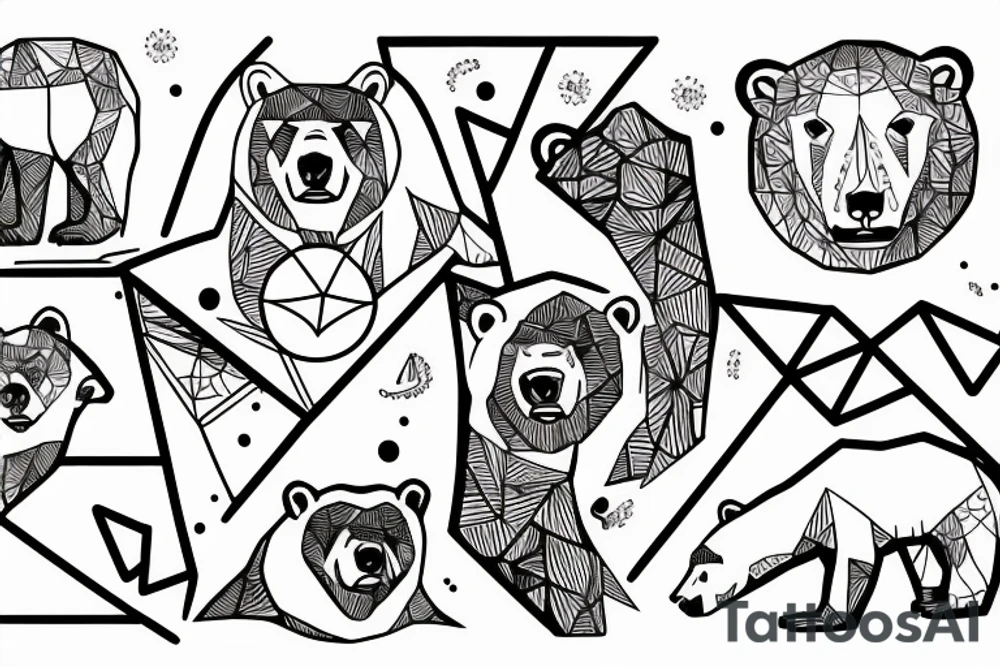 Polar bear surrounded by triangles tattoo idea