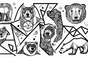 Polar bear surrounded by triangles tattoo idea