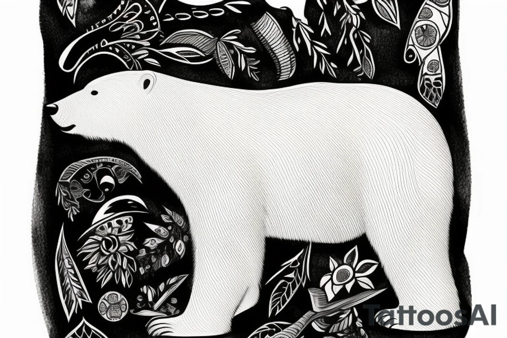 Polar bear in naturalistic shapes tattoo idea