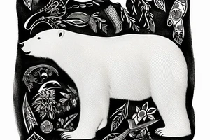 Polar bear in naturalistic shapes tattoo idea
