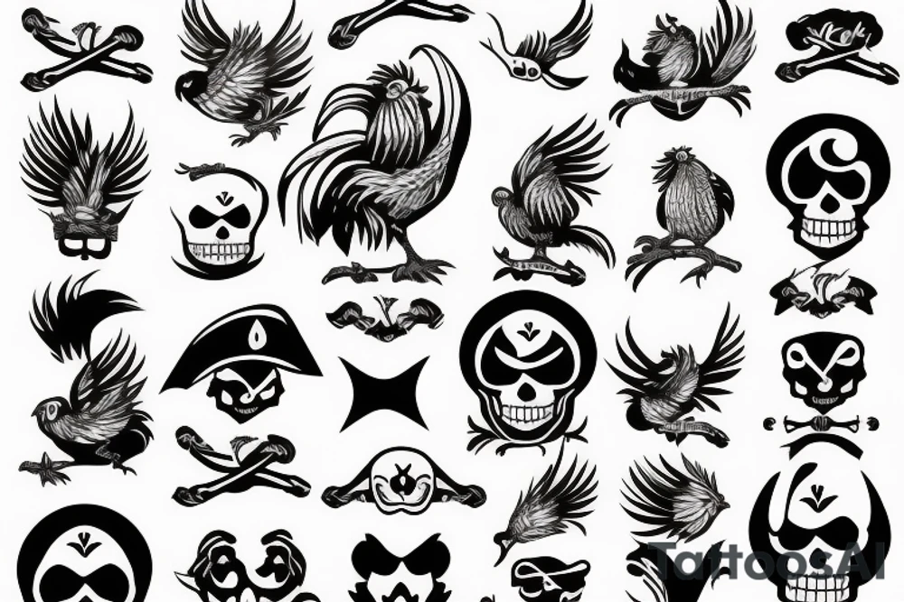 Pirate rooster tattoo idea