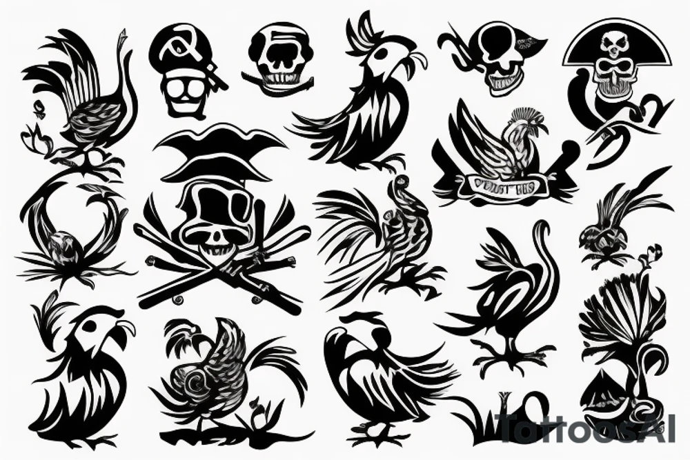 Pirate rooster tattoo idea