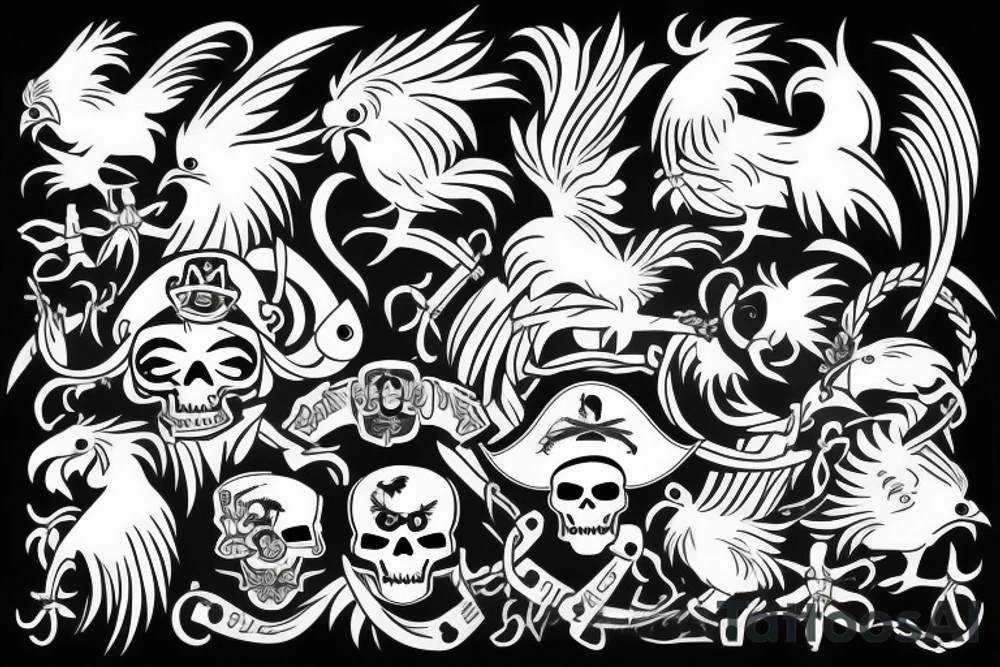 rooster pirate 
matching tattoo idea