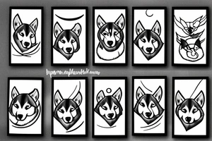 Husky, Black and White, Blue eyes, Moon above the head, thunderstorm tattoo idea