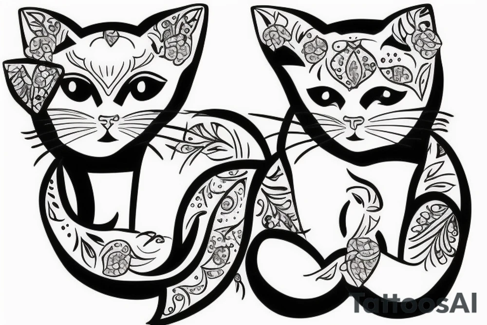 Siamese cat slightly overweight tattoo idea