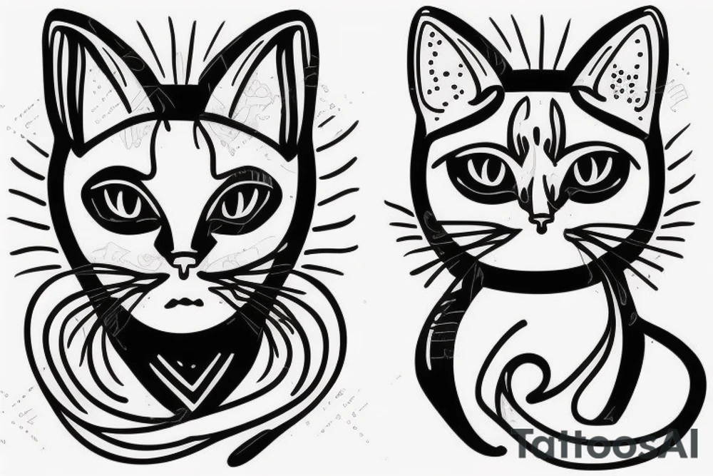 Siamese cat slightly overweight tattoo idea