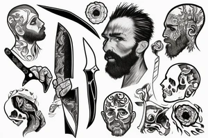 Man trying to kill knife tattoo idea