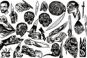 Man trying to kill knife tattoo idea
