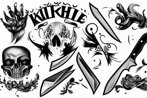 Man trying to kill knife tattoo idea
