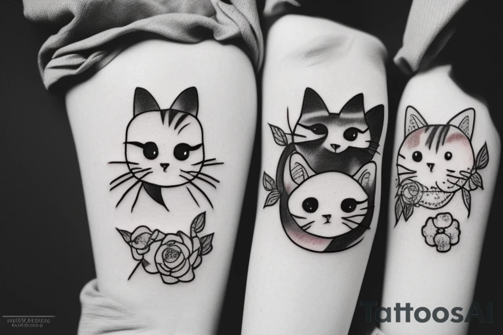 Two cat hugging a girl tattoo idea