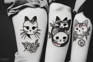 Two cat hugging a girl tattoo idea