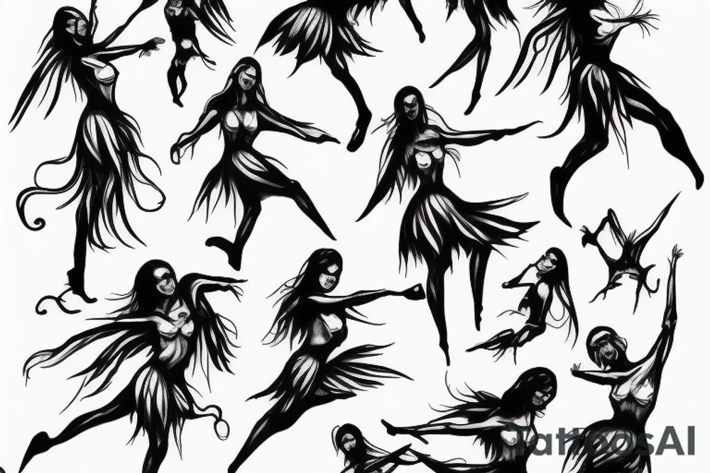 Angels dancing around a dead devil tattoo idea