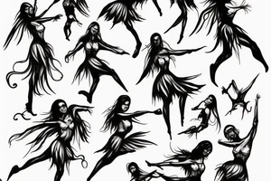 Angels dancing around a dead devil tattoo idea