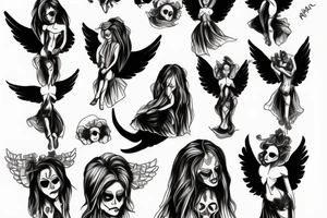 Angels dancing around a dead devil tattoo idea
