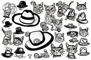cat wearing a hat tattoo idea